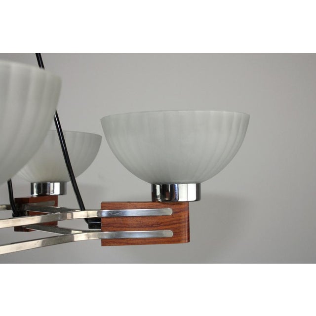 Art Deco Rosewood and Glass Chandelier, 1930s For Sale - Image 3 of 14