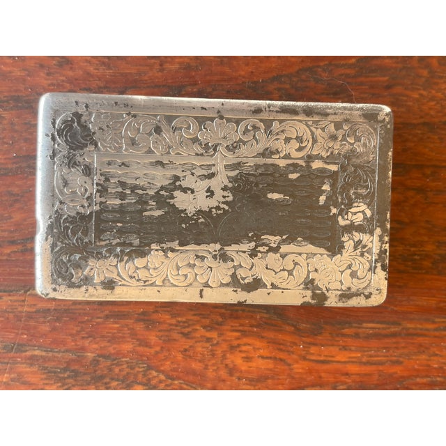 Silver Antique Art Nouveau Early 1900's Eagle & Floral Silver Plated Snuff Box For Sale - Image 8 of 8