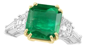 AGL Certified Minor 5.29 Ct Emerald Cut Colombian Emerald Diamond Platinum Ring