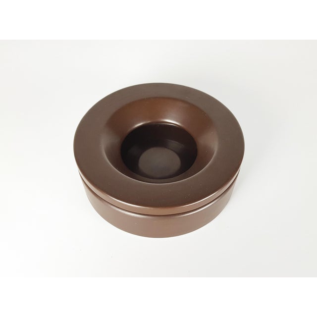 Danese Small Brown Ceramic Barbados Ashtray by Angelo Mangiarotti for Danese, 1964 For Sale - Image 4 of 7