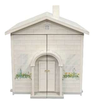 Vintage White Painted Dollhouse With Swing-Open Front