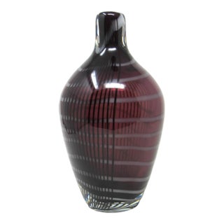 Sasaki Glass Vase in Plum, White, and Black For Sale