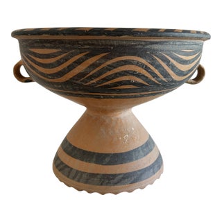 Vintage Majiayao Chinese Pedestal Vase Pottery For Sale