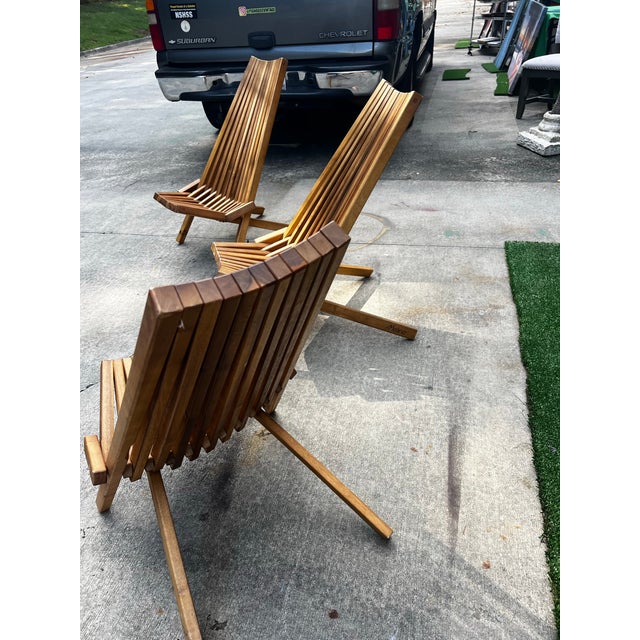 Mid-Century Modern Collection of Vintage Wooden Foldable Low Chairs For Sale - Image 3 of 11