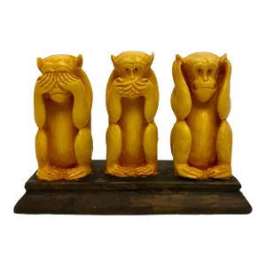 Vintage 3 Wise Monkeys Sculpture See, Speak, Hear No Evil Safari Decor