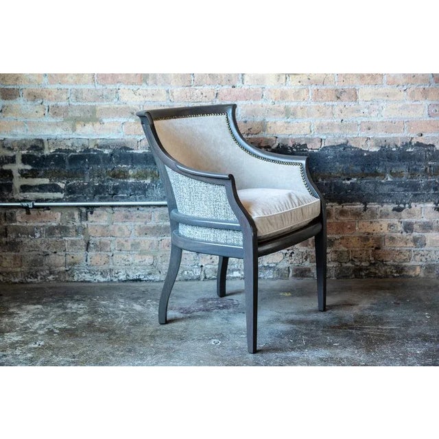 Mid-Century Gray Lounge Chair With Nailhead Trim For Sale - Image 4 of 4