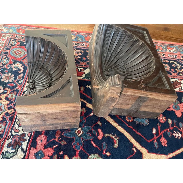 Late 19th Century Pair of Mahogany Carved Shell Architectural Accents For Sale - Image 5 of 7