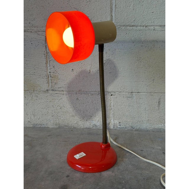 Red Gooseneck Table Lamp With Adjustable Shade Space Age Mid-Century Modern 1970s For Sale - Image 9 of 10