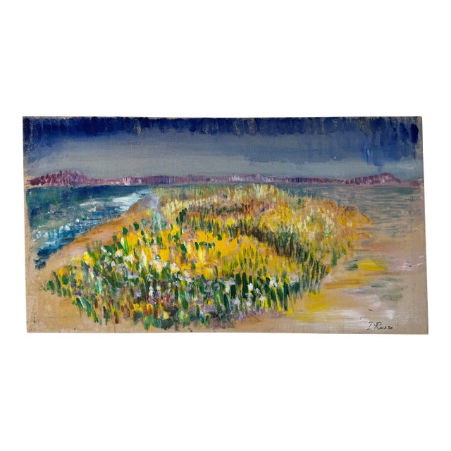 Vintage Drusso Impressionist Seascape Oil Painting on Canvas – Unframed For Sale