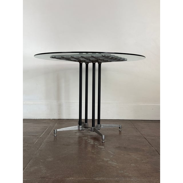 Vintage 1980's Postmodern Aluminum Glass Dining Table For Sale In Los Angeles - Image 6 of 17