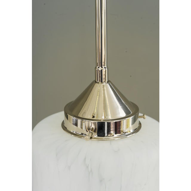 Art Deco Nickel-Plated Pendant with Glass Shade, Vienna, 1920s For Sale - Image 16 of 17