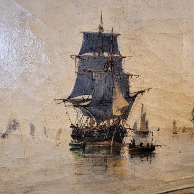 School of Konstantinos Volanakis, The Hybris Ship in Piraeus, 1891, Oil on Canvas For Sale - Image 6 of 18
