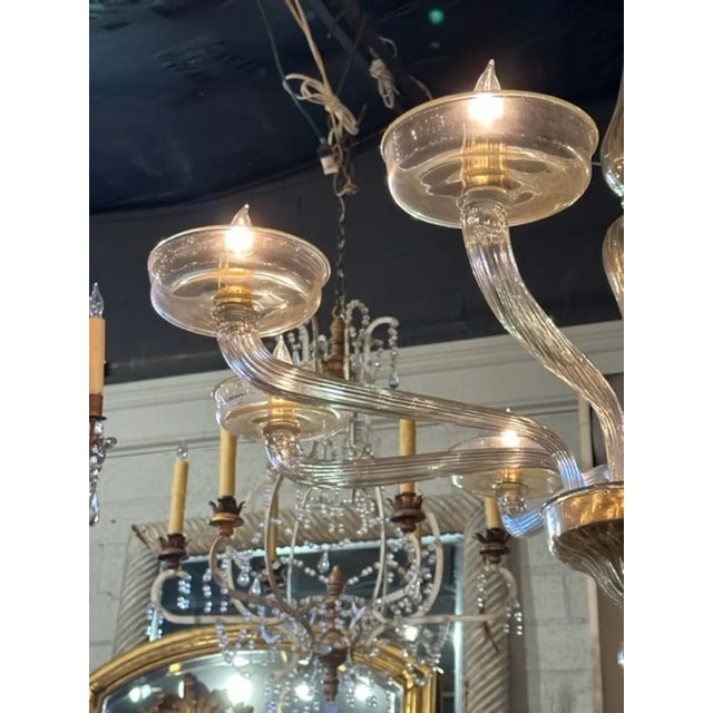 Murano Gold Glass 8-Arm Chandelier For Sale In Dallas - Image 6 of 8