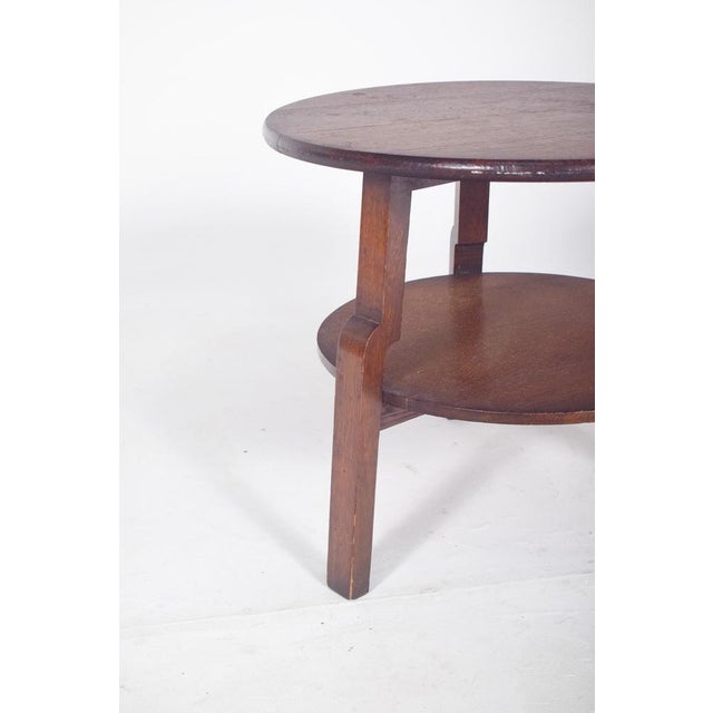 Portuguese Rustic Round Oak Coffee Table, 1950 For Sale - Image 6 of 9