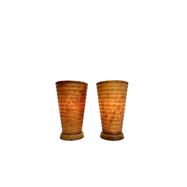 1970s Brown Alabaster Vase Table Lamps from Pegasam, Spain, 1980s, Set of 2 For Sale - Image 5 of 11