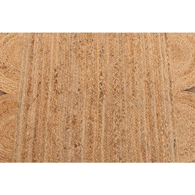 Gold 2.6x15 Ft. Natural Color Jute Scallop Handmade Bohomian Rug Runner For Sale - Image 8 of 12