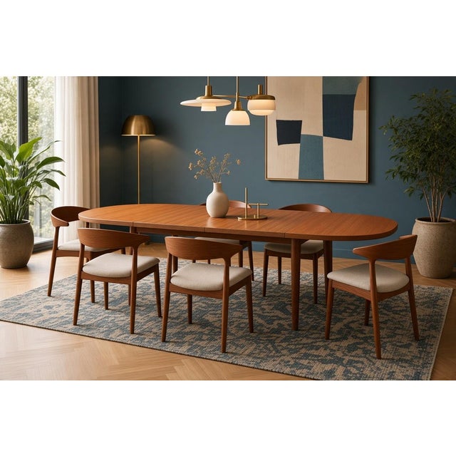 Oval Dining Table in Teak and Oak with Two Extension Leaves by Bertil Fridhagen for Bodafors, 1960 For Sale - Image 12 of 17