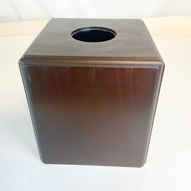 Wood 1980s Vintage Traditional Boho Chic Wood Tissue Box For Sale - Image 7 of 9