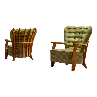 Oak Lounge Chairs by Guillerme et Chambron Votre Maison, France, 1960s, Set of 2 For Sale