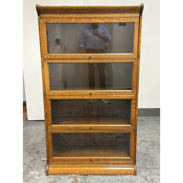 Traditional Oak Barrister Bookcase, Vintage For Sale - Image 3 of 13