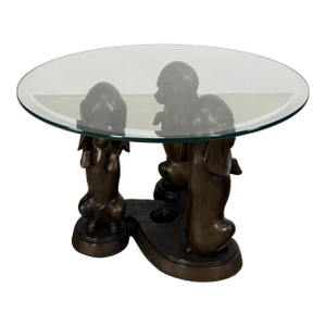 Bronze Dachshund Table Base – Sculptural Dog Coffee Table or Side Table - 18"h