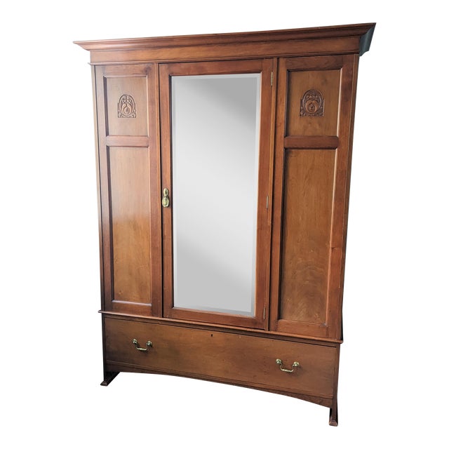 Antique Walnut Art Nouveau Wardrobe Armoire Chairish