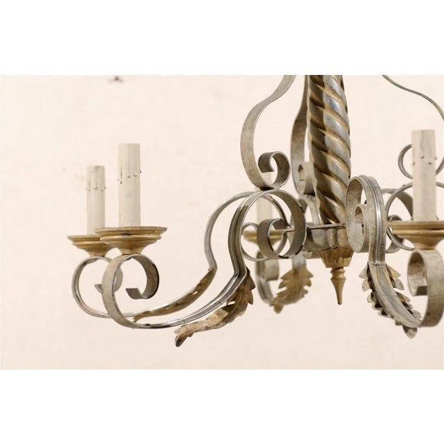Mid 20th Century Mid 20th Century French Six-Light Painted Chandelier For Sale - Image 5 of 6
