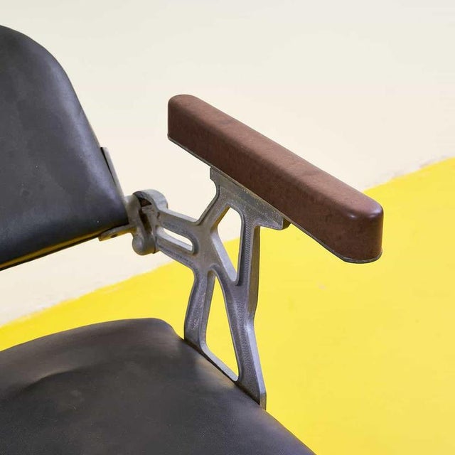 Vintage Metal Barber Stool, 1950s For Sale - Image 4 of 10