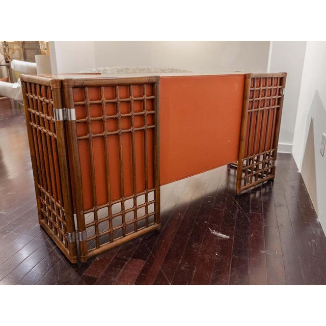 1970s 1970s Rattan and Red Lacquer Credenza by Milo Baughman For Sale - Image 5 of 7