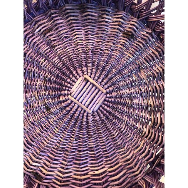 Wood Vintage 15” Purple Wicker Basket For Sale - Image 7 of 7