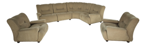 Vintage Beige Velvet Modular Corner Sofa, Italy, 1970s, Set of 6
