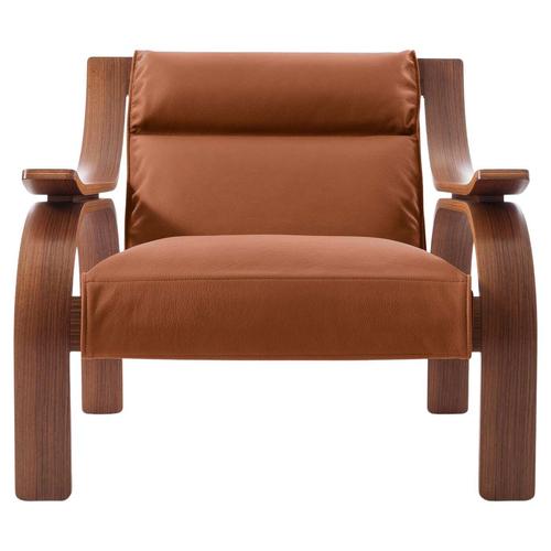 Mid-Century Leather Woodline Armchair by Marco Zanuso for Cassina, Italy For Sale - Image 11 of 11