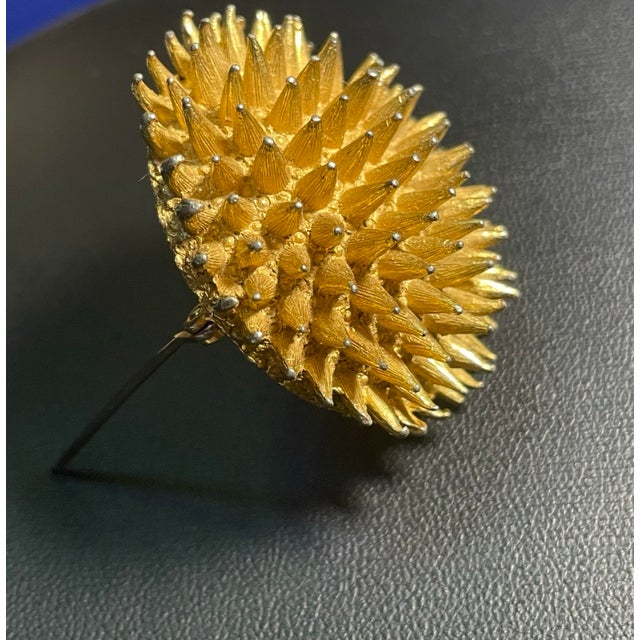 Mid-Century Modern MCM Jewelry Rare “Sea Urchin” Starburst Brooch Signed DeNicol For Sale - Image 3 of 4
