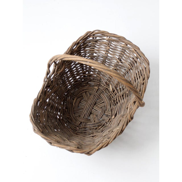 Vintage Wicker Gathering Basket For Sale - Image 13 of 14