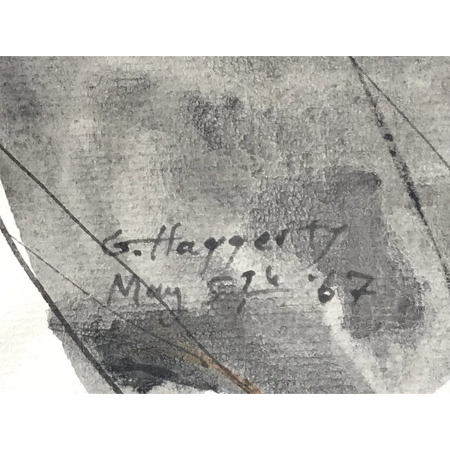 1960s Vintage Figurative Abstract Watercolor and Ink Drawing by Gerard Haggerty 1967 For Sale - Image 5 of 6
