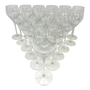1980s Danish Design Handcrafted Romanian Stemware — Frosted Swirl Optic Wine Goblets (21 PCS / Two Sizes)