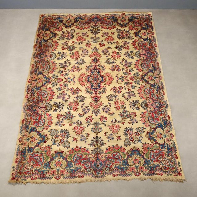 Handmade Kerman Rug in Cotton For Sale - Image 3 of 10