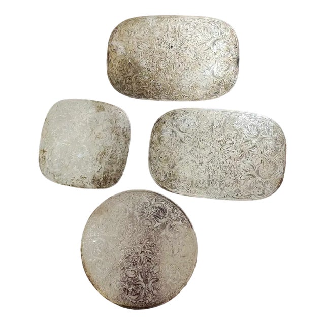 Art Deco Plated Table Mats, 1940s, Set of 4 For Sale