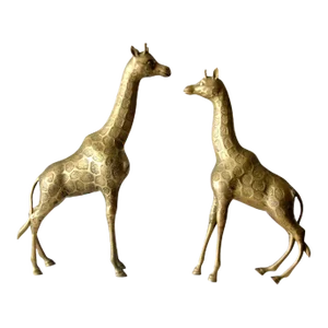 Mid Century Brass Giraffes Pair