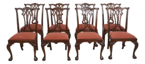 Set of 8 American Drew Chippendale Mahogany Dining Chairs