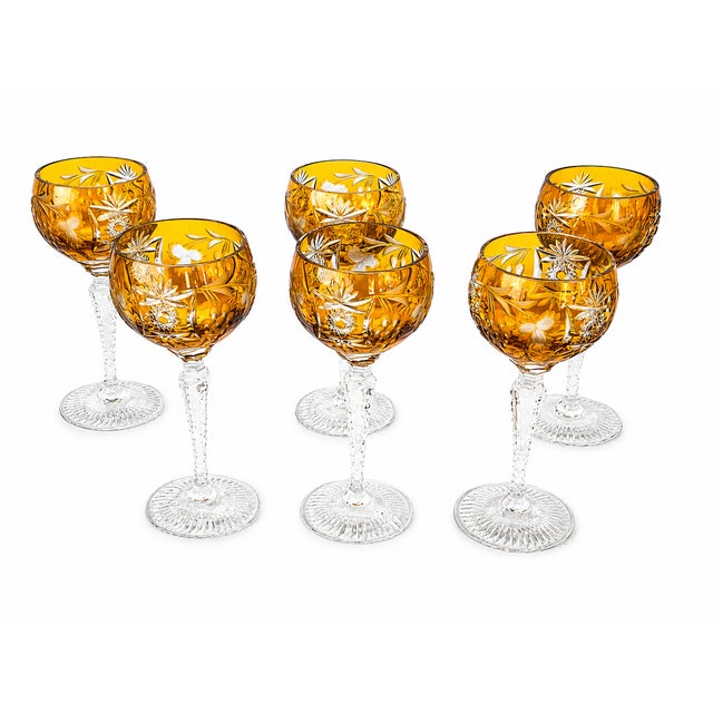 Vintage Cut Amber Crystal Dinner Service by Nachtmann, Germany, 1960s, Set of 24 For Sale - Image 11 of 13