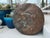 Huge Antique Copper Cauldron: Hand Forged Firewood Bucket 19" With Hand Etched Riveted Handle Green Patina Damage For Sale - Image 13 of 14