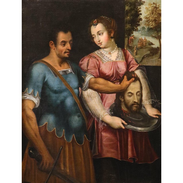 Bernardino campi (cremona 1522 -1591) salome with the head of st. John the baptist oil on canvas 101 x 76 cm. - framed 118...