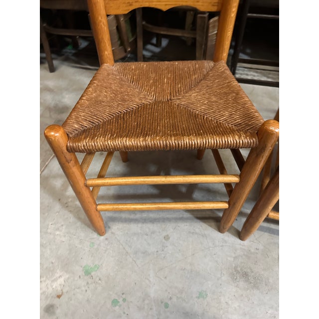 1970s Collection of Farmhouse Style Wooden Ladder Back Chairs For Sale - Image 4 of 8