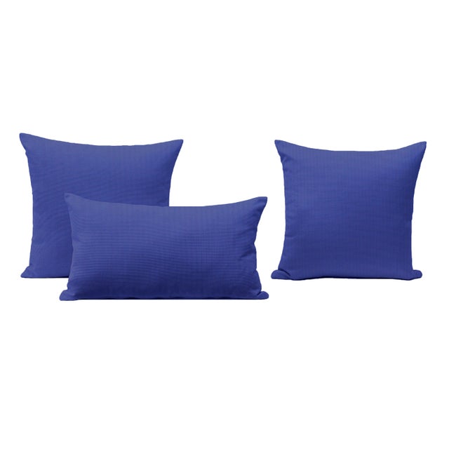 Contemporary Violet Outdoor Throw Pillows - Set of 3 For Sale - Image 3 of 3