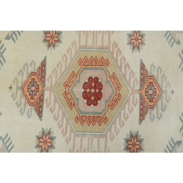 1970s Vintage Turkish Oushak Handmade Wool Cotton Beige Area Rug For Sale - Image 9 of 12