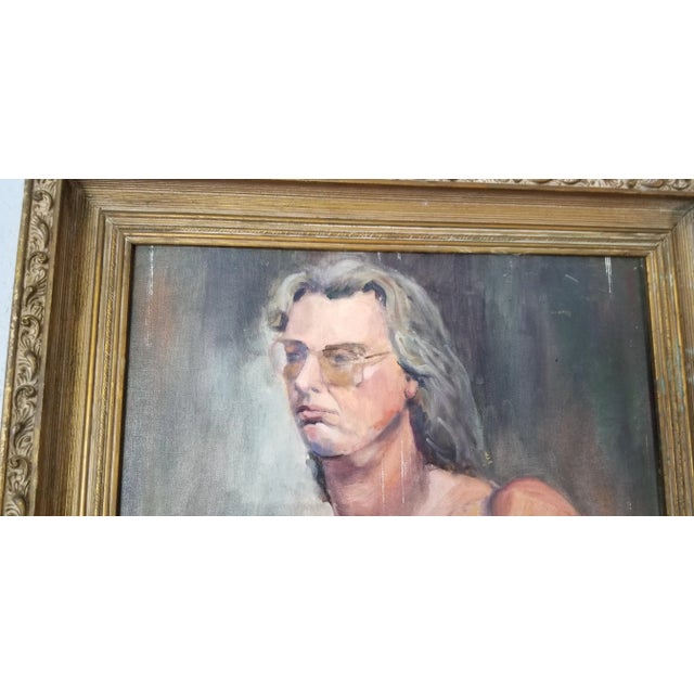 1960s 1970s Vintage Artist Study Nude Male Portrait Oil Painting For Sale - Image 5 of 11