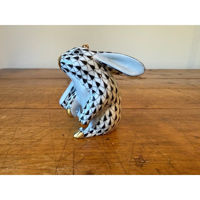 Figurative Herend Fishnet "Scratching" Bunny 1st Edition Ornament For Sale - Image 3 of 6