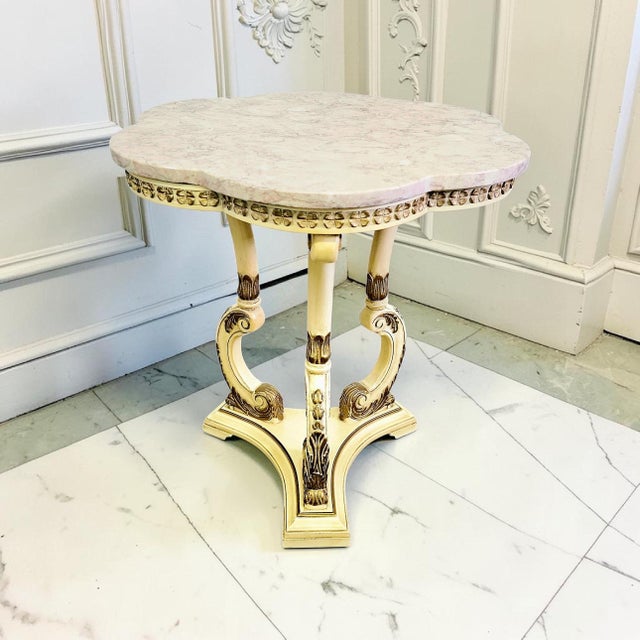 Hollywood Regency Vintage Hollywood Regency Marble Top Pedestal Side Table 26.75" For Sale - Image 3 of 14