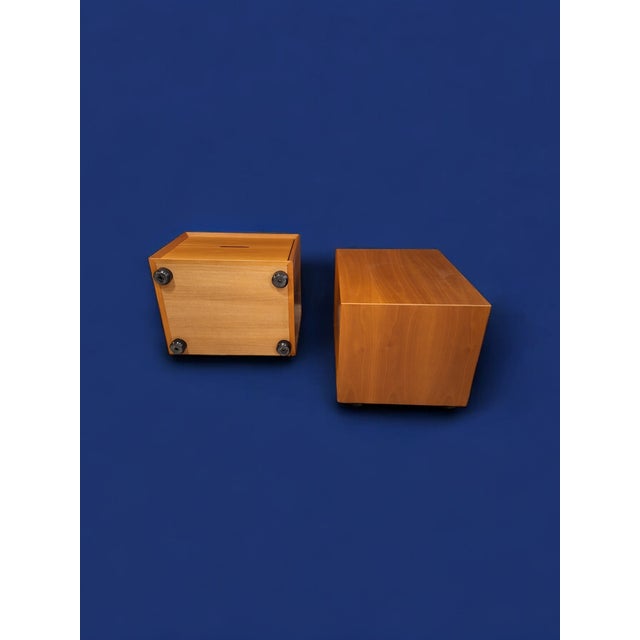 Wood Cherrywood Bedside Tables, Italy, 1980s, Set of 2 For Sale - Image 7 of 8